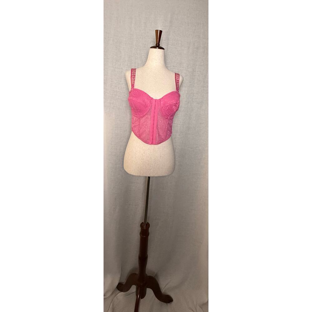 Juicy Couture Barbie Pink Lace + Satin, Jewel Encrusted Strap,  Bustier
Size 38C